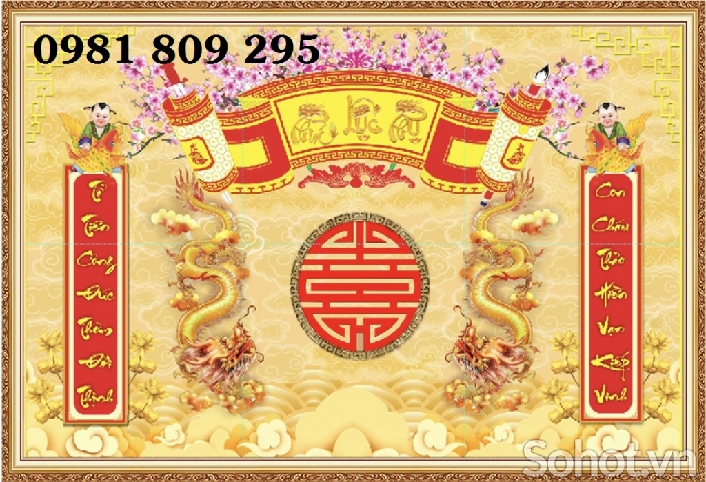 Tranh gạch phòng thờ cửu huyền thất tổ