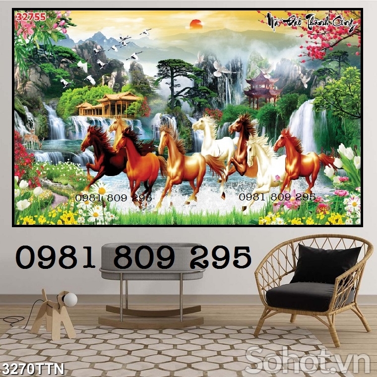 Tranh gạch ngựa 3d , tranh gạch men mã đáo