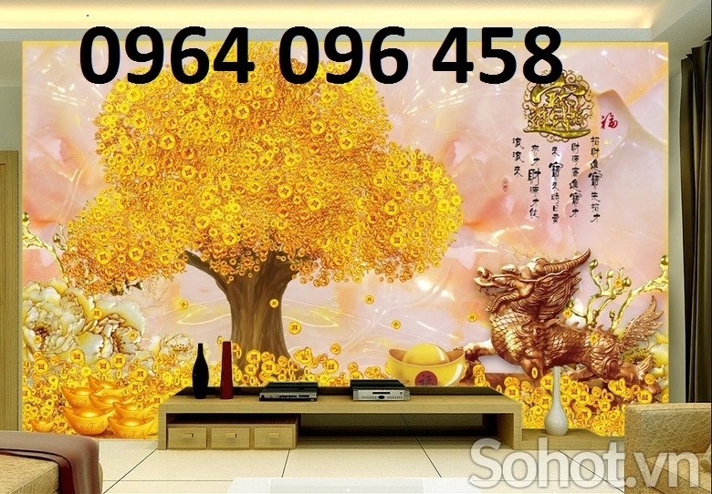 Tranh gạch cây tiền vàng 3d - BNNN94