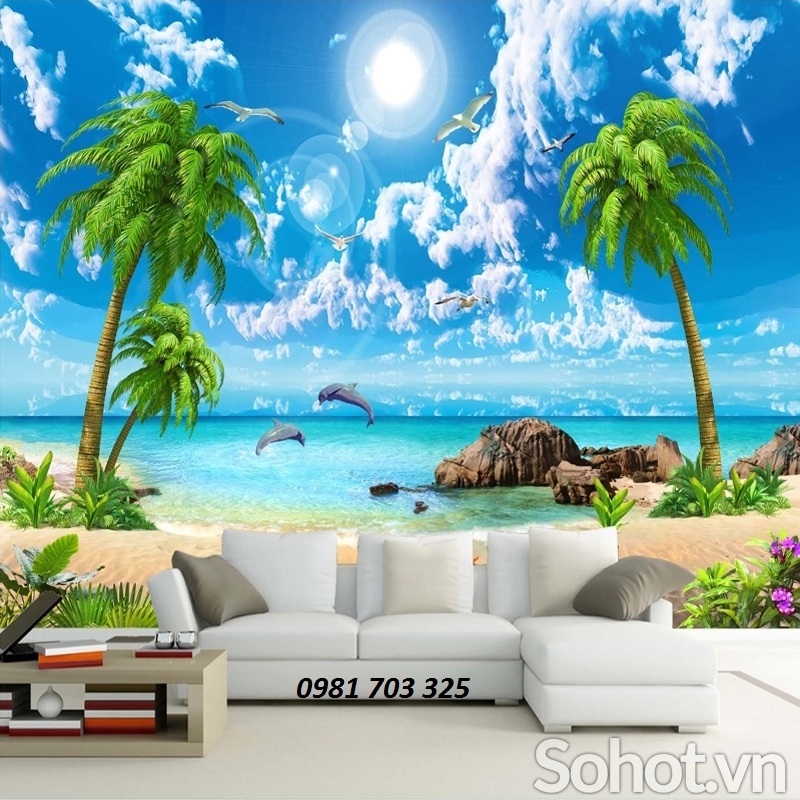 Tranh bãi biển trang trí phòng