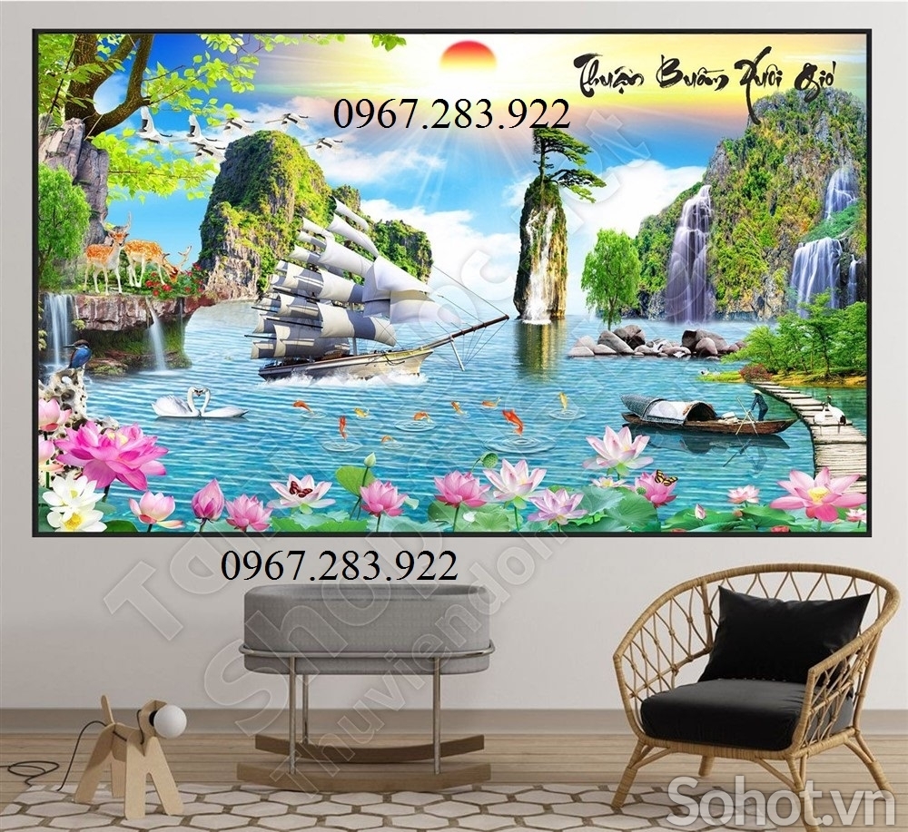 Tranh 3D- Tranh thuận buồm xuôi gió