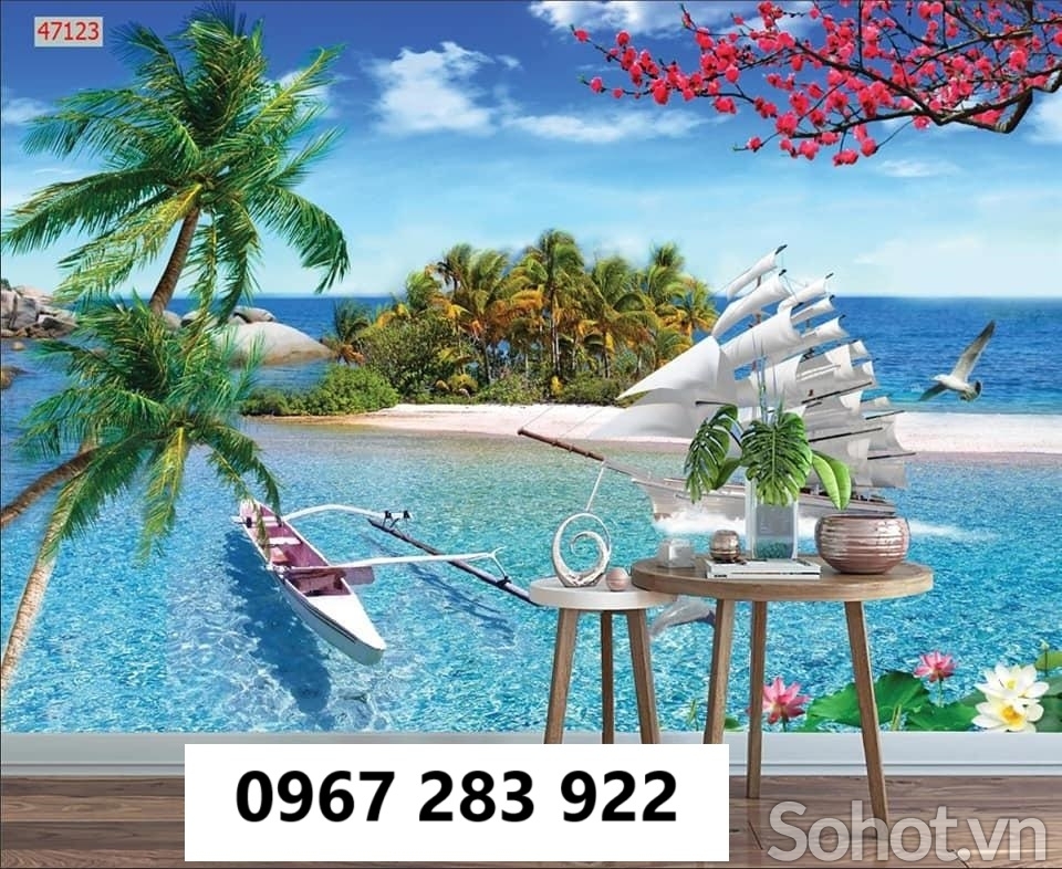 Gạch tranh 3d cảnh thuyền buồm
