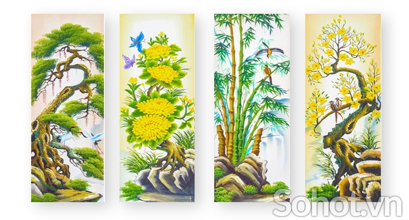 Tranh 3d tứ quý - tranh gạch 3d tú quý - DV46