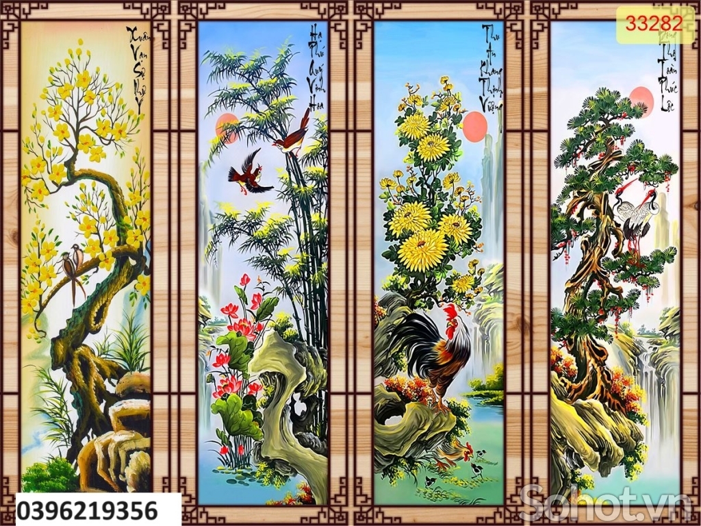 Tranh gạch tứ quý đẹp trang trí