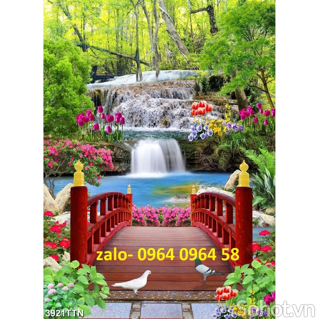 Tranh gạch 3d ốp tường phong cảnh khổ đứng - SKM85