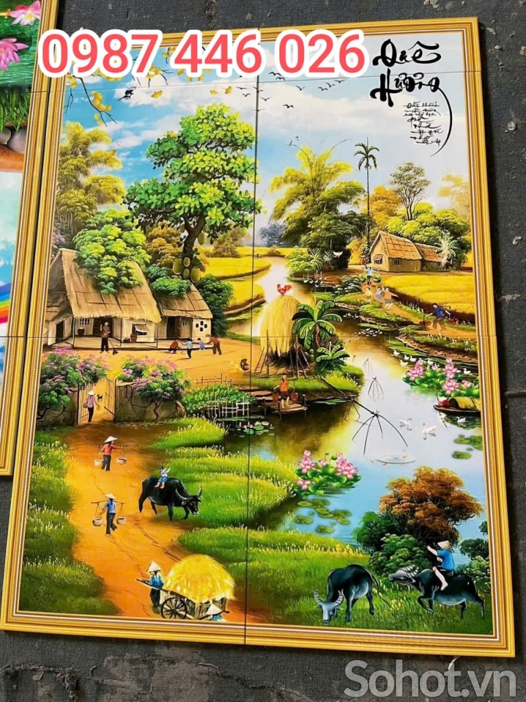 Tranh gạch men làng quê HP7822