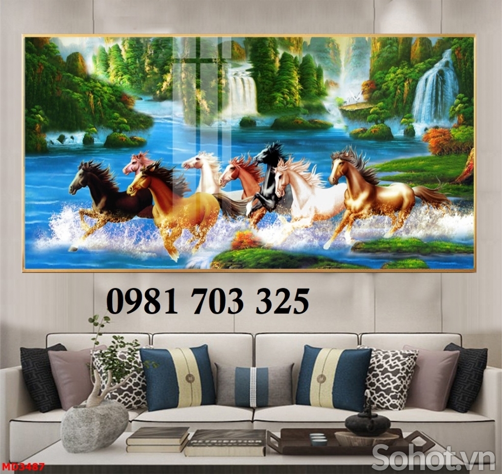 Tranh gạch mã đáo thành công, tranh phong thủy 3D