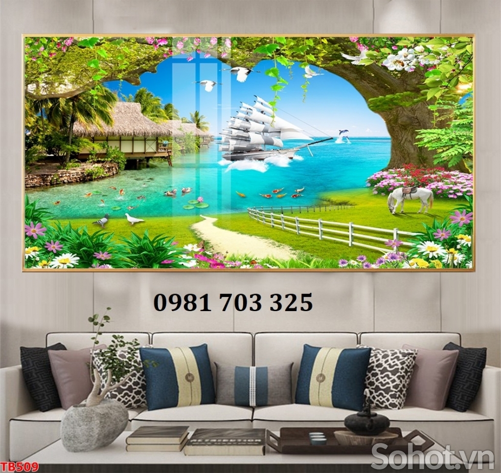 Tranh gạch thuận buồm xuôi gió đẹp