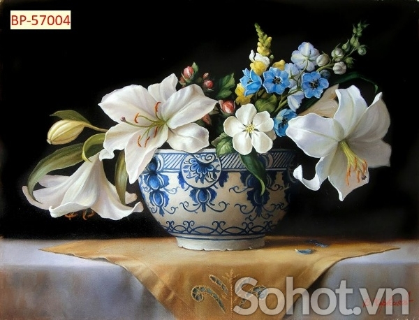 Tranh họa tiết bình hoa