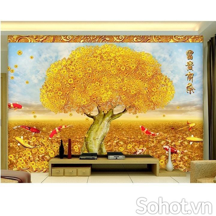 Gạch ốp tường 3D cây kim tiền