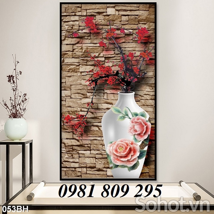 Tranh bình hoa - gạch tranh 3d trang trí