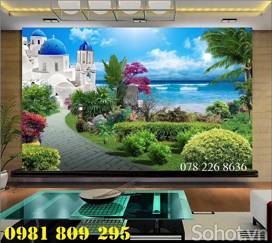 gạch tranh 3d - tranh trang trí 3d phong cảnh
