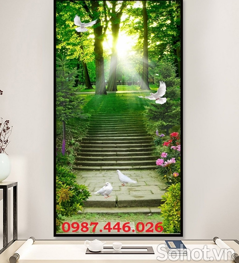 Tranh gạch men phong cảnh rừng cây HP727