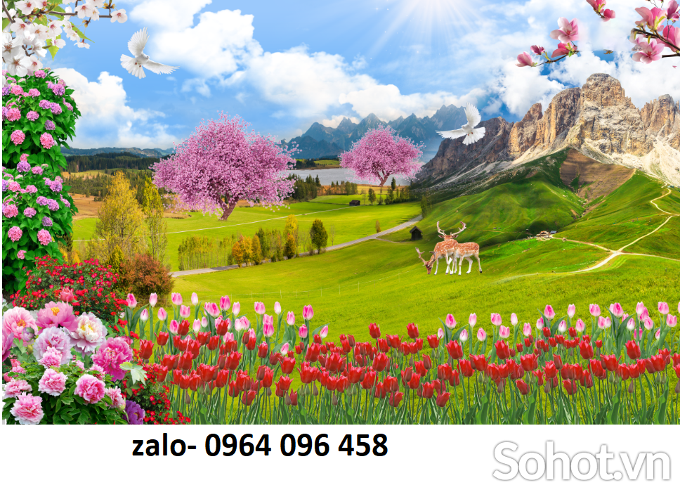Tranh gạch 3d phong cảnh hoa cỏ thiên nhiên - 799CV