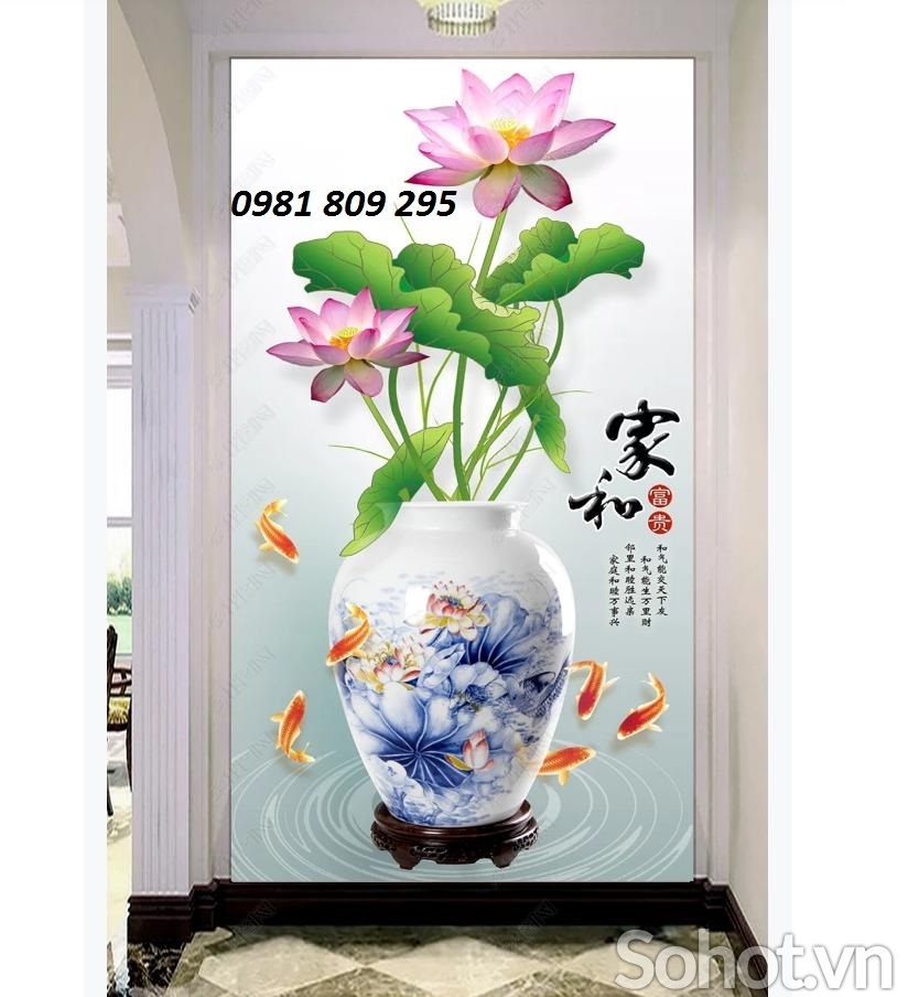 Tranh bình hoa - gạch tranh 3d trang trí
