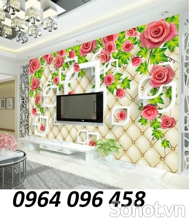 tranh gạch ốp tường 3d hoa hồng - 643SN