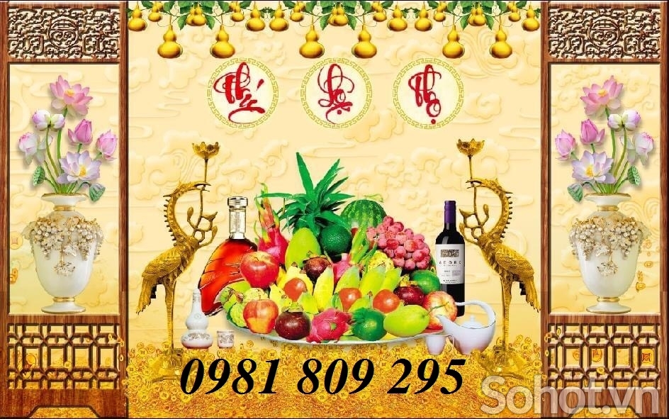 Gạch tranh phòng thờ 3d chữ phúc