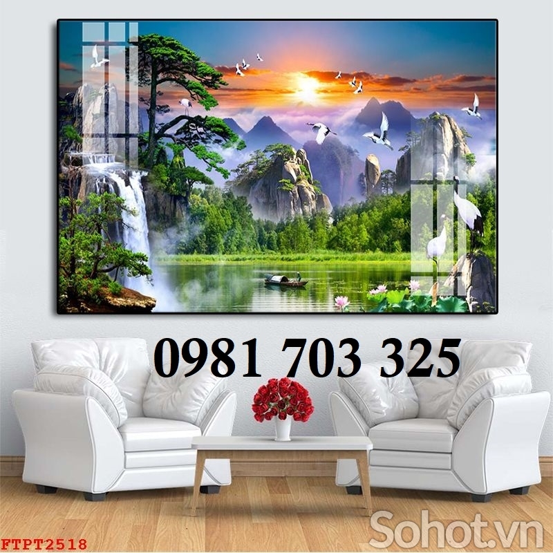 Gạch tranh phong cảnh thác nước