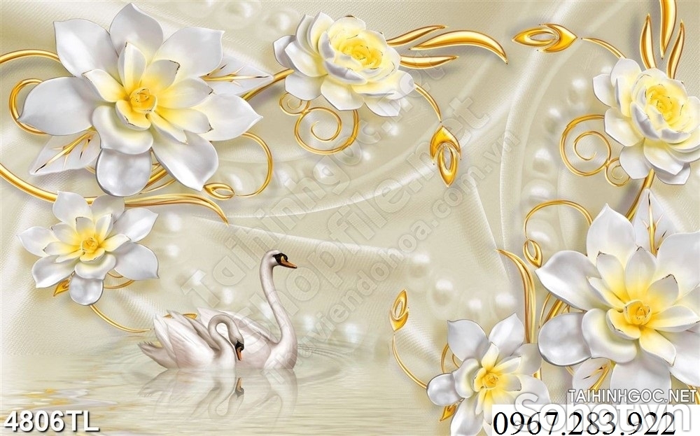 Tranh gạch hoa lan 5D dán tường trang trí