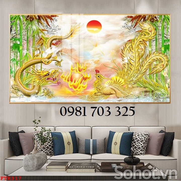 Tranh gạch long phượng phong thủy đẹp