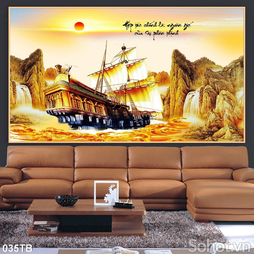 Tranh 3D- Tranh gạch thuận buồm xuôi gió