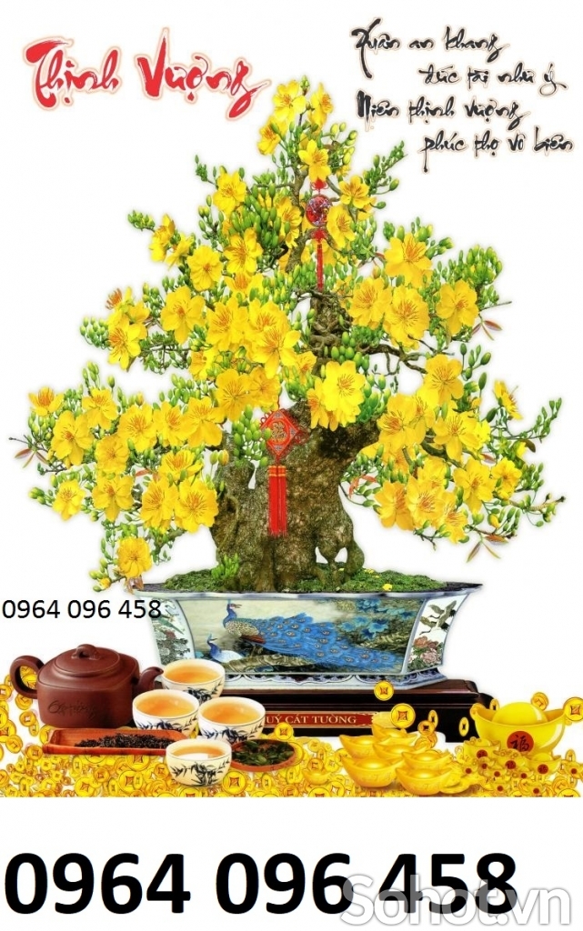 Tranh gạch cây tiền vàng 3d - 765CN
