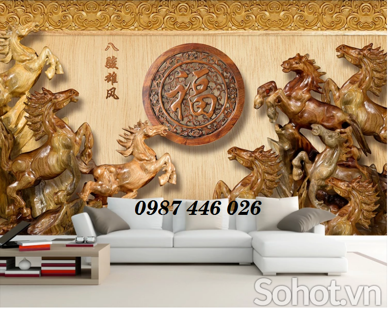 Tranh gạch men mã đáo thành công HP9723