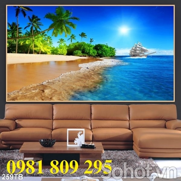 Gạch tranh 3d - thuyền buồm , tranh ốp phòng khách