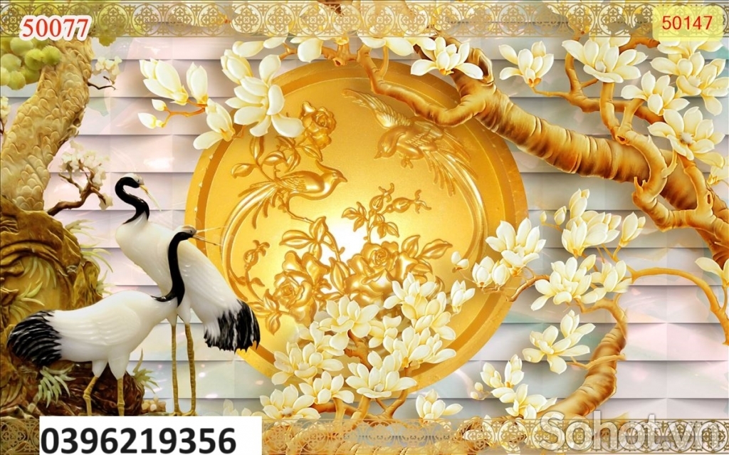 Gạch 3D tùng hạc đẹp trang trí