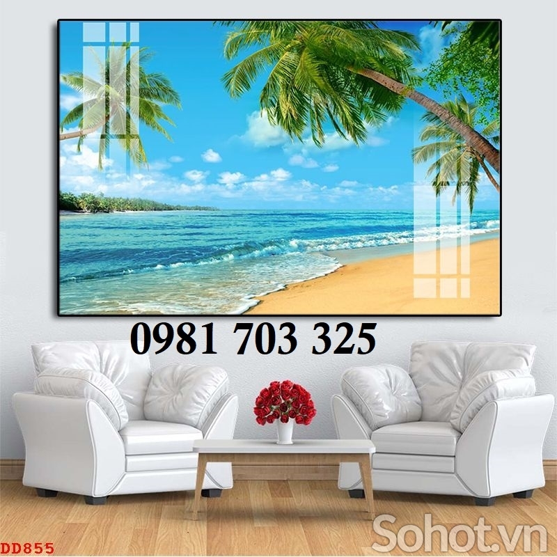 Tranh gạch 3D phong cảnh bãi biển