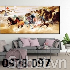 Tranh 8 chú ngựa - gạch in 3D sắc nét