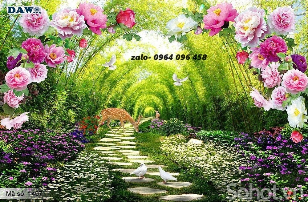 Tranh gạch 3d phong cảnh vườn hoa - SCXB32