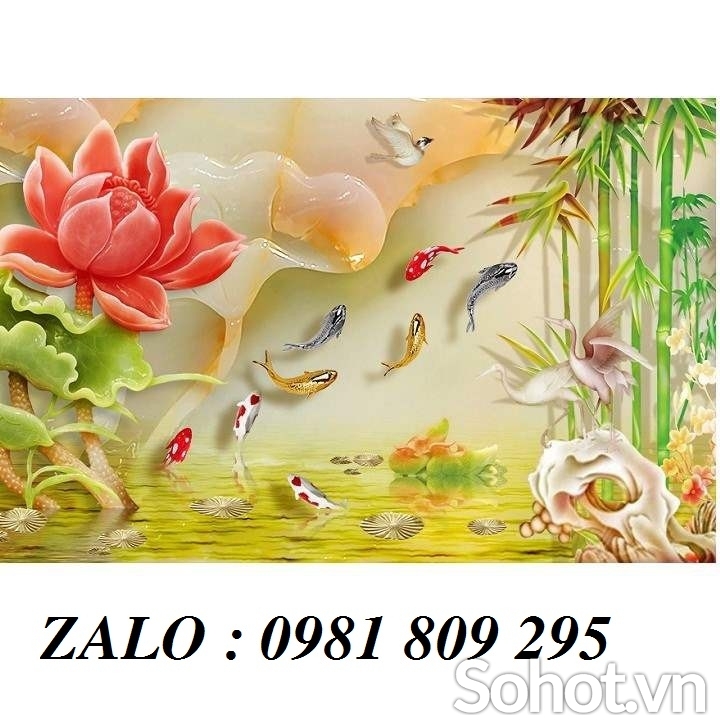 Tranh sứ ngọc , gạch tranh 3d hoa sen sắc nét