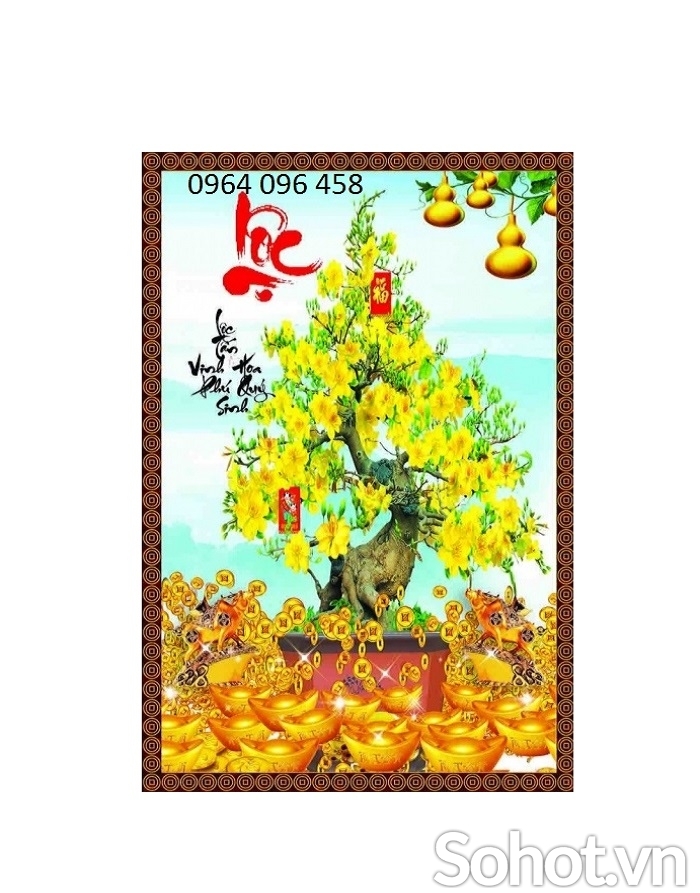 tranh gạch 3d chậu mai - XV56