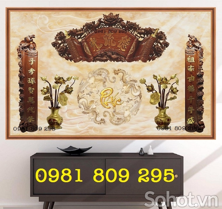 Gạch tranh phòng thờ gia tiên