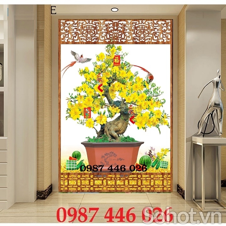 Gạch tranh 3d bông mai vàng HP92733