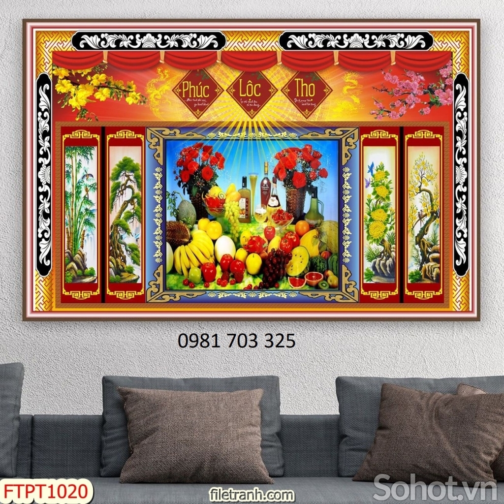 tranh gạch 3d phòng thờ