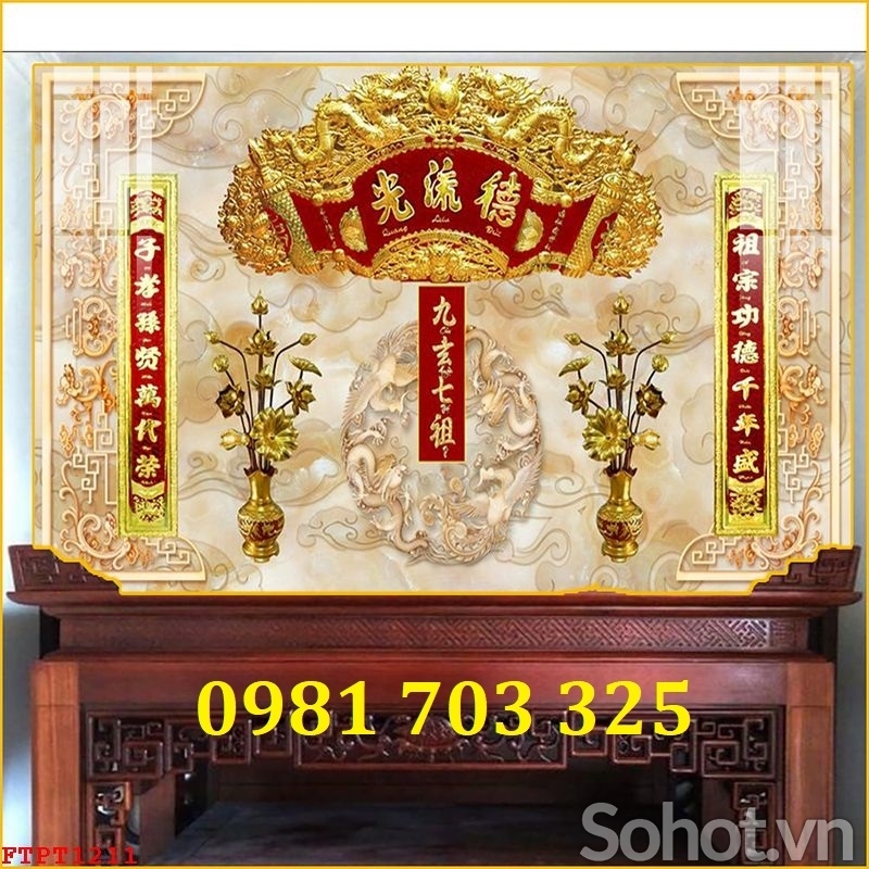 Gạch tranh đẹp 3D trang trí phòng thờ