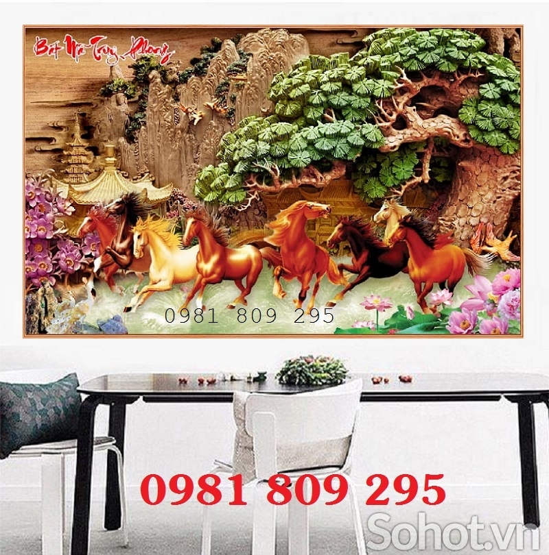 Tranh mã đáo thành công , gạch 3d JP553