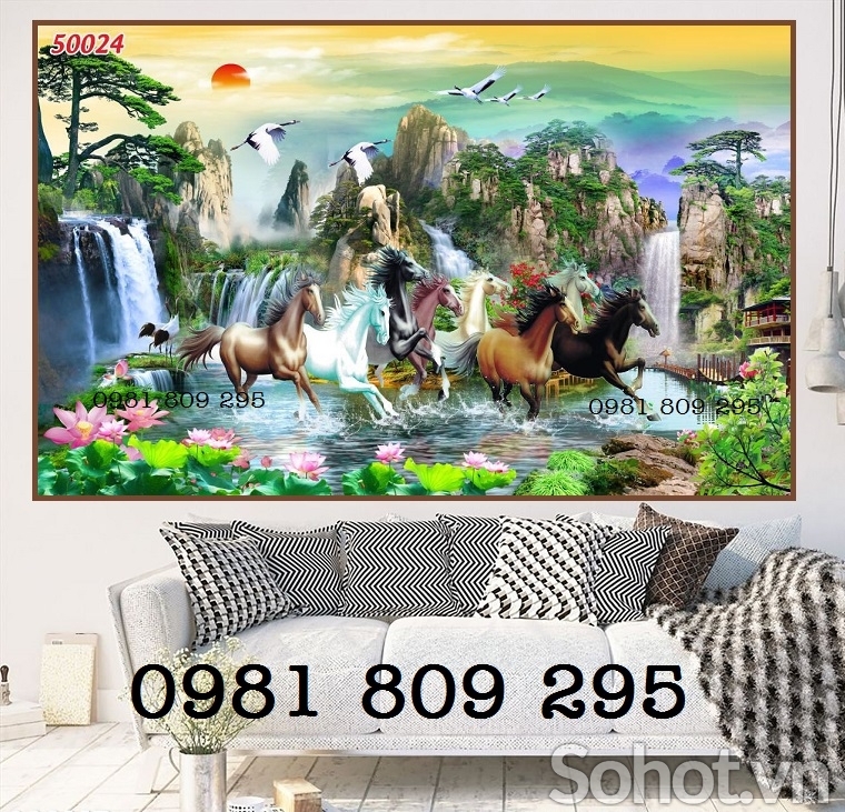 Tranh gạch men bát mã HP736