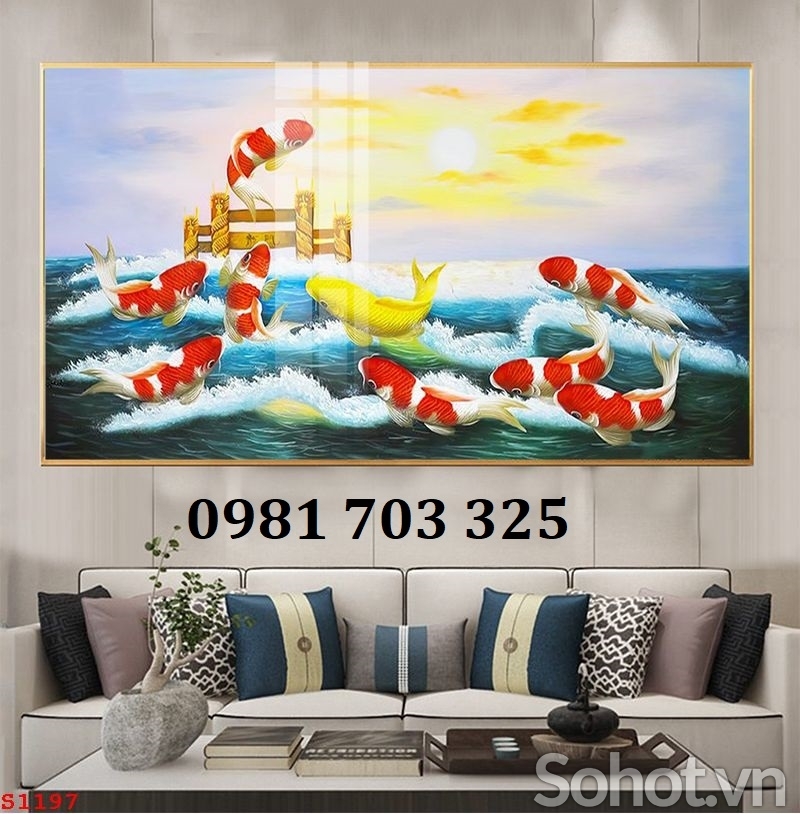 Gạch men cá chép dán tường phòng khách