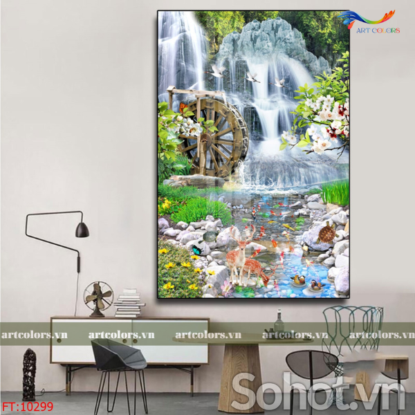 Tranh gạch khổ đứng phong cảnh trang trí