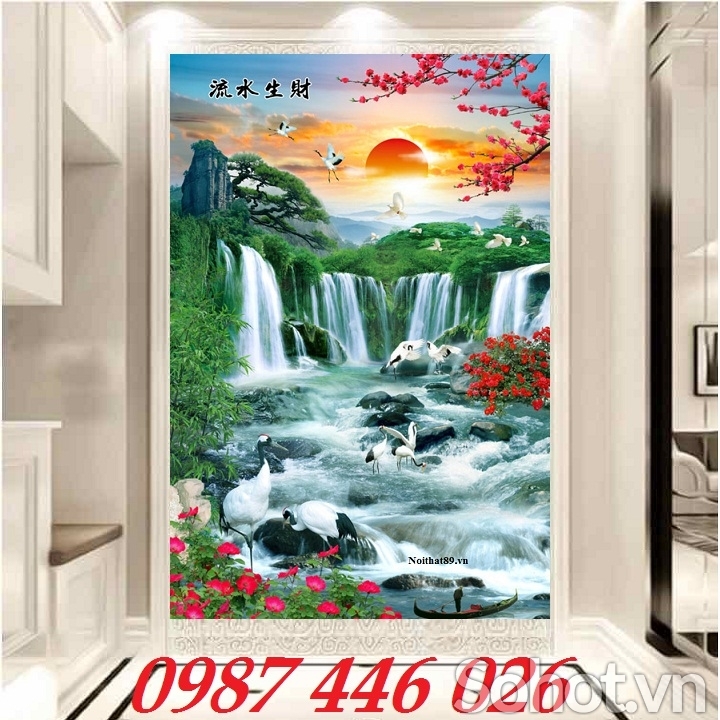Gạch 3d tranh ốp tường phong cảnh thiên nhiên đẹp HP82