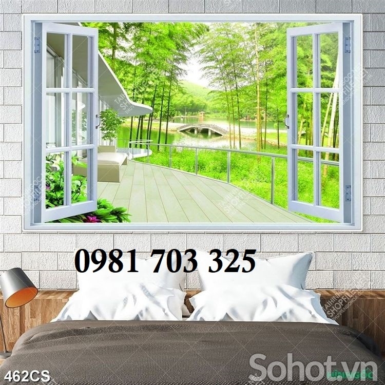 Tranh gạch 3D cửa sổ