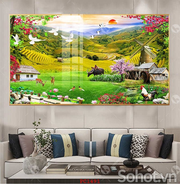Gạch tranh 5d hoa cỏ thiên nhiên - SXC62