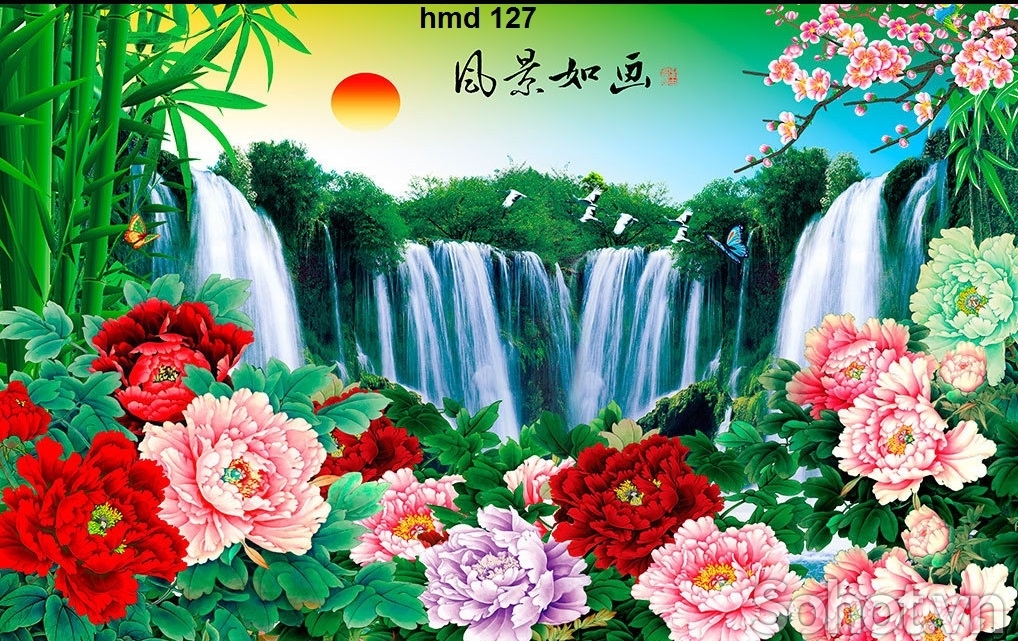 Tranh gạch 3d hoa mẫu đơn - MXBC2