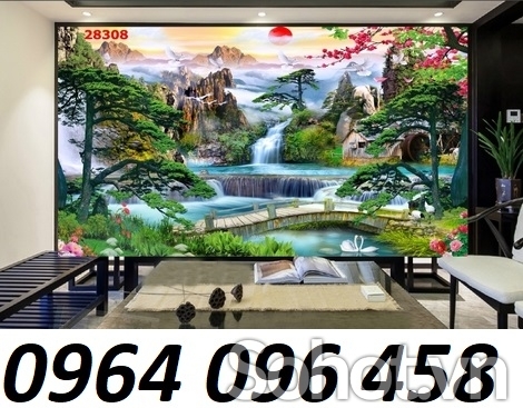 Tranh gạch ốp tường phong cảnh đồng quê 3d