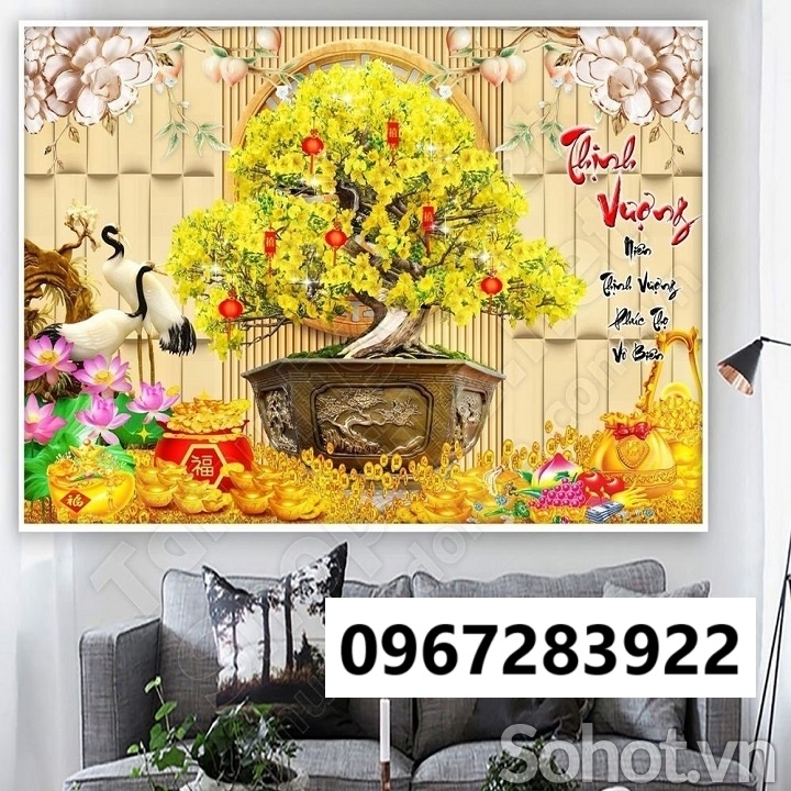 Tranh gạch đẹp trang trí 3D hoa mai