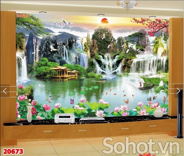 Tranh gạch 3d phong thủy phòng khách - SXVV66