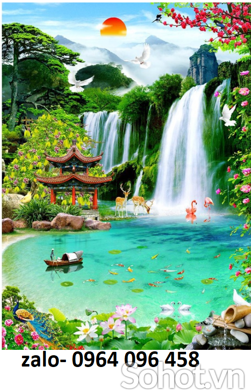 Tranh gạch 3d phong cảnh khổ đứng - 790CV